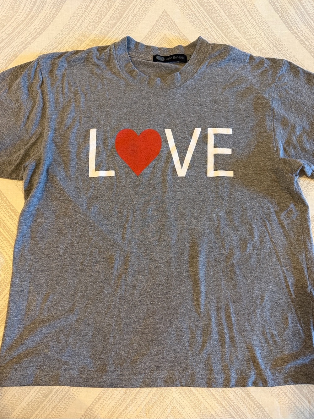 Jet by John Eshaya Women’s P/S Gray Boxy “Love”  with Heart T-Shirt